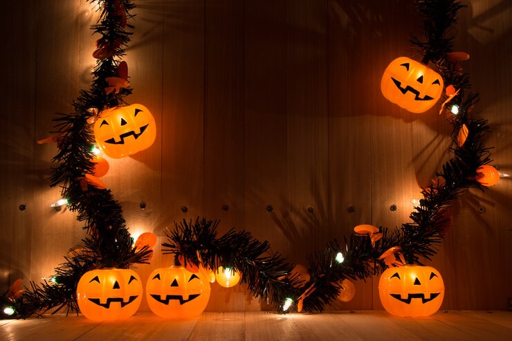 Festa de abóbora de Halloween, abóbora feliz e amigos