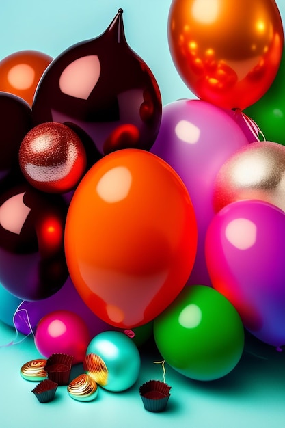 Festa de aniversário com bolo e balões