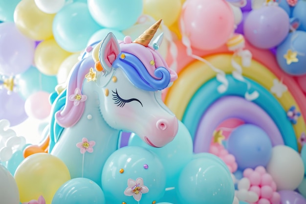 Festa de Aniversário com temas de Arco-íris de Unicórnio e Meu Pequeno Pony