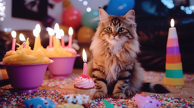 Festa de aniversário de gato