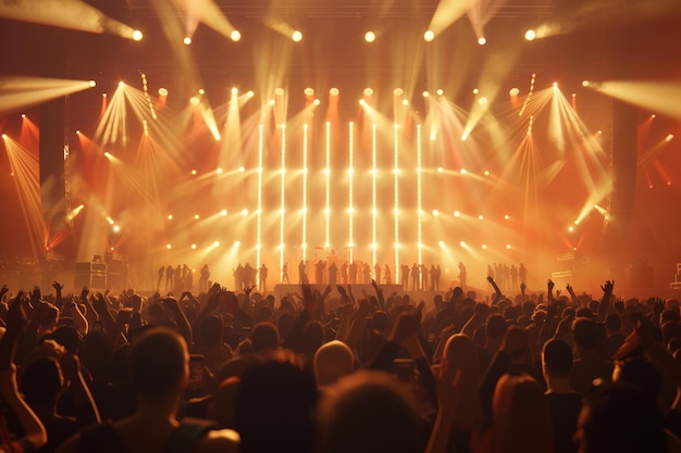 festa de multidão luzes de palco concerto ao vivo festival de música de verão imagem realista