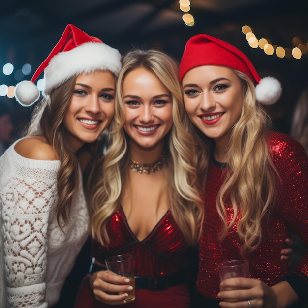 Festa de Natal com lindas jovens AI Generativa