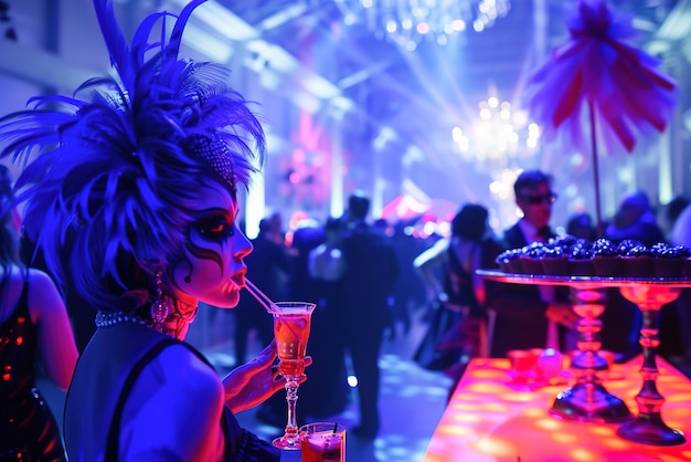 Festa de trajes Circo Trajes de palhaço e grandes decorações Amigos fazendo malabarismos Bebidas e dança