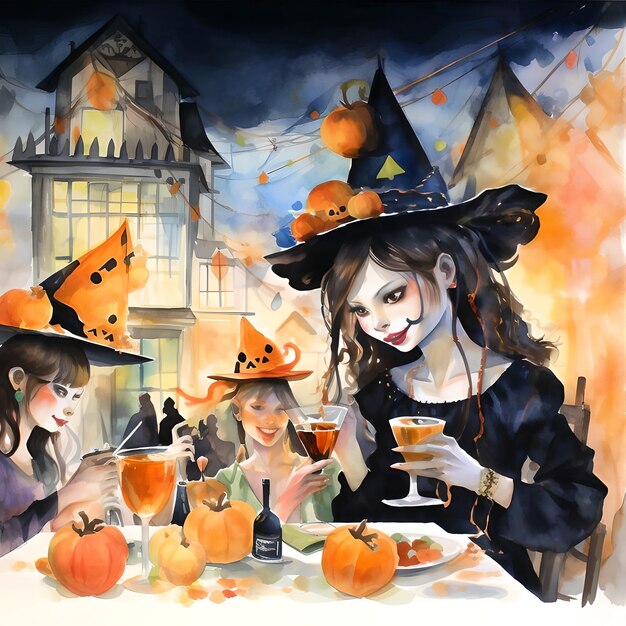 Festa infantil de Halloween assustadora ilustração de IA generativa