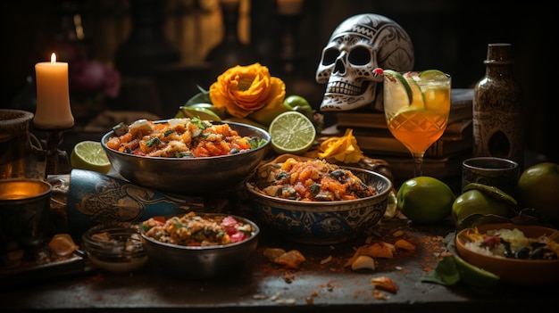 Festejando juntos una fotografía del Día de Muertos que captura comidas y tradiciones compartidas