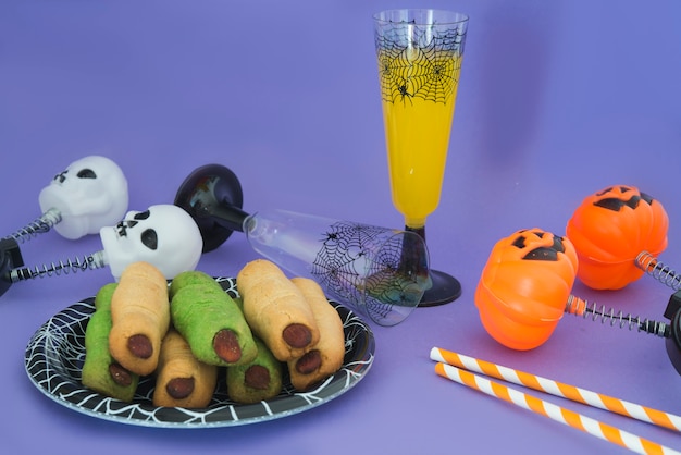 Foto festejar comida e bebida de halloween