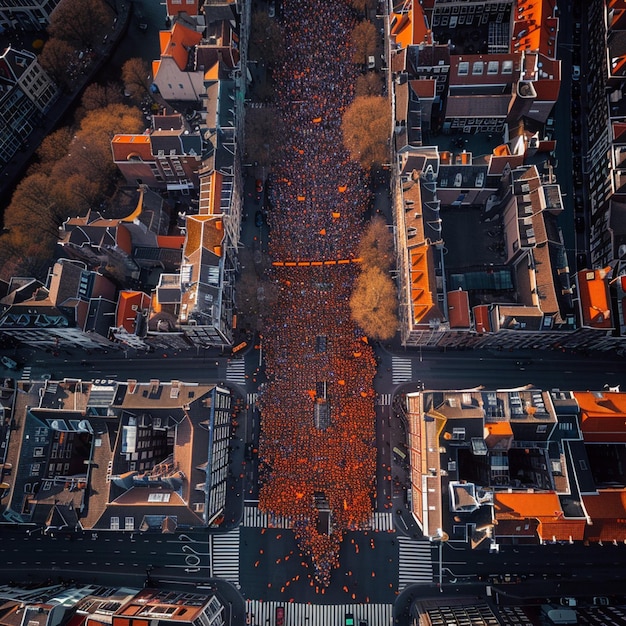 Foto festivais laranjas vista aérea de edifícios da cidade