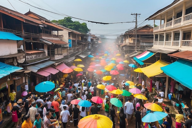 El Festival del Agua de Songkran Banner en Tailandia