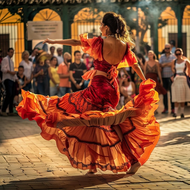 Festival andaluz de Flamenco con danza de la mujer del vestido rojo