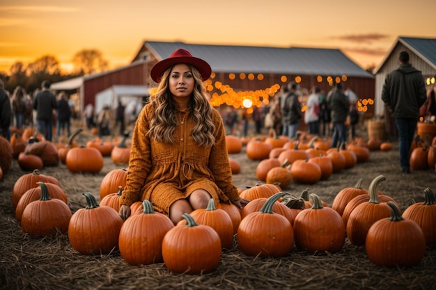 Festival de calabazas en una granja de calabazas otoño festivo de otoño