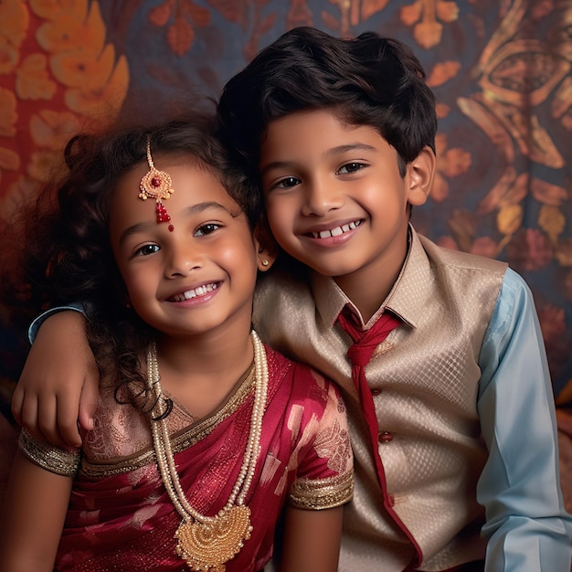 Foto festival de celebración bhai tika de amor y vínculo entre hermanos