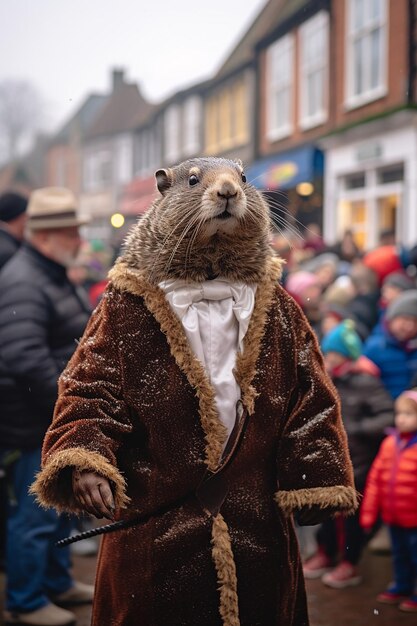 Foto un festival de la ciudad del día de la marmota