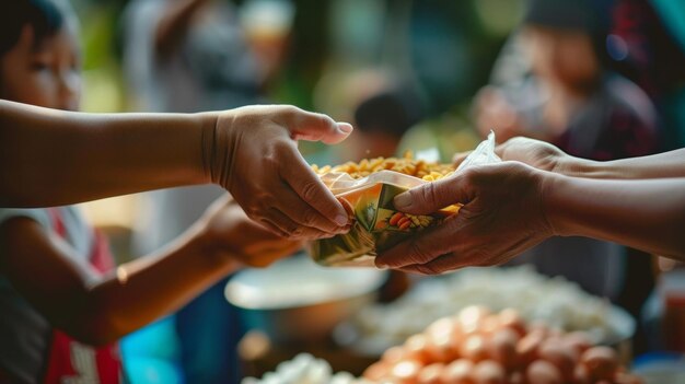 Foto un festival de compartir y benevolencia con donaciones caritativas y actos de bondad hacia aquellos