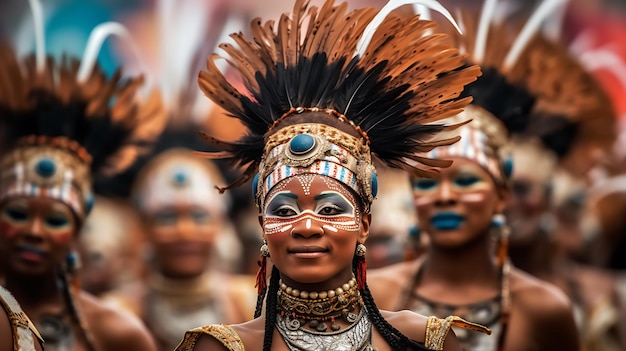 festival cultural com artistas em trajes elaborados Ai Generative