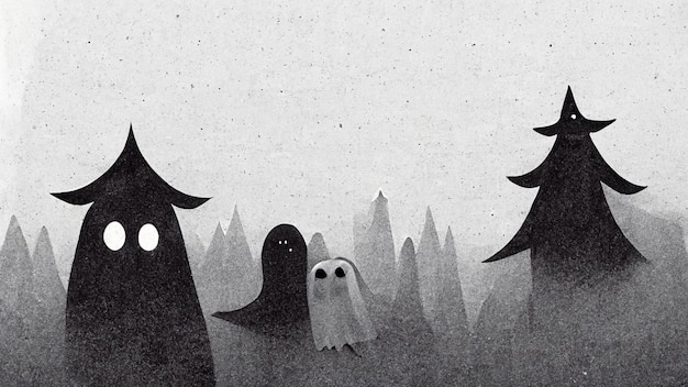 Festival da temporada de Halloween, casa assombrada, pintura digital de fundo fantasma