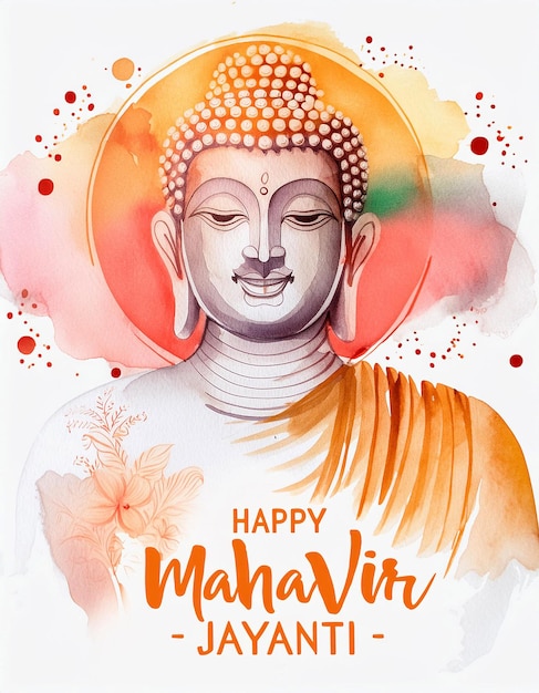 Festival de aniversário de Mahavir Jayanti no jainismo e Buddha Purnima Ilustração em bandeira de aquarela