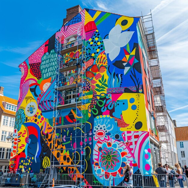 Festival de Arte de Rua Colorida na Paisagem da Cidade de Verão
