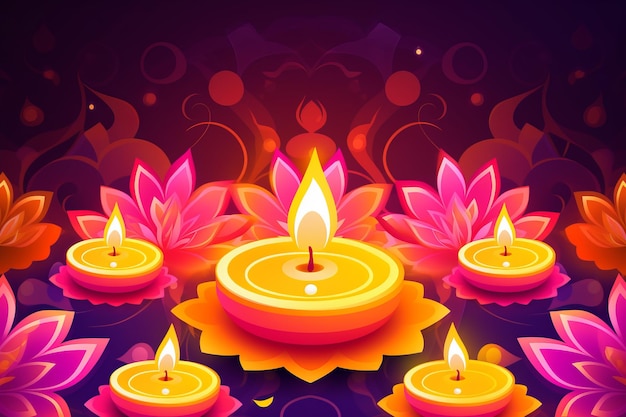 Festival de Diwali de velas coloridas ilustração