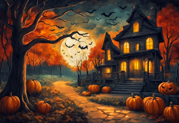 Festival de Halloween de pintura em aquarela