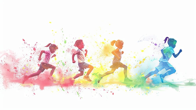 Foto festival de holi um corredor está correndo com pó colorido ao redor