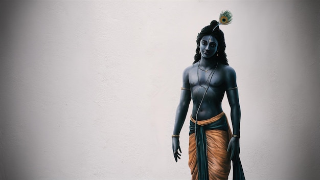 Festival de Janmashtami com o Senhor Krishna tocando flauta ilustração de fundo