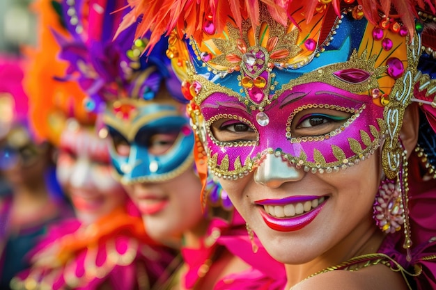 Festival de Masskara da Cidade de Bacolod Dançarinos de rua coloridos em máscaras atraentes