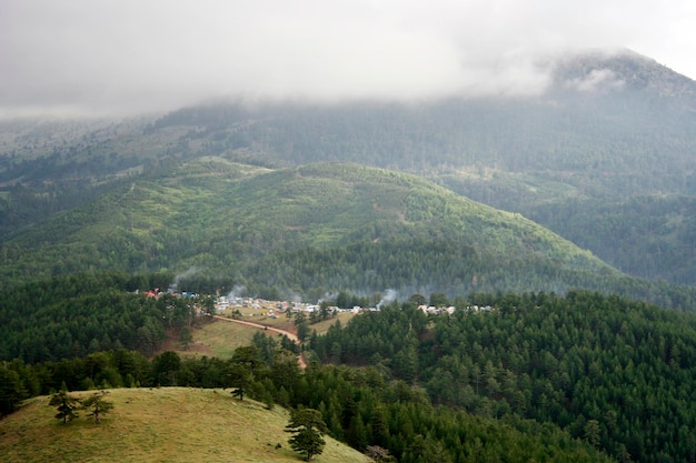 Festival de montanhismo na floresta