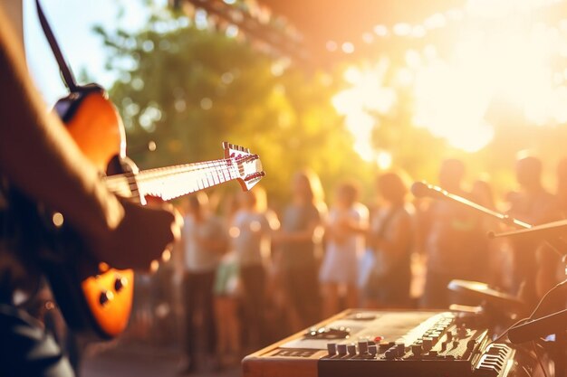 Foto festival de música folclórica ao ar livre iluminado pelo sol