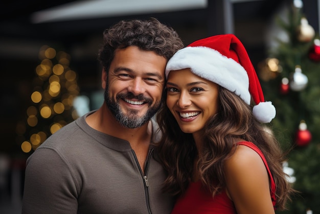 festival de natal casais de diferentes nacionalidades têm expressões felizes generativo ai