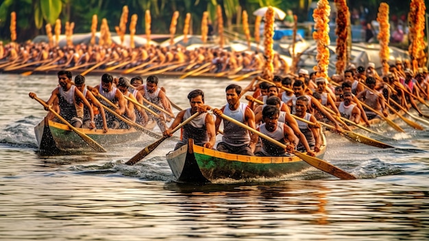 Festival de Onam Corrida de barcos de Onam Generativo ai