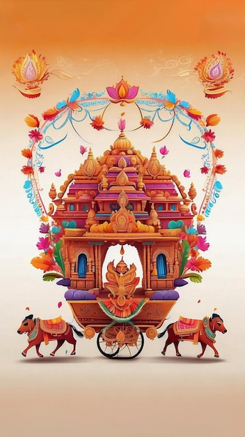 Festival de Rath Yatra Imagem moderna de pessoas e celebração do templo da Índia