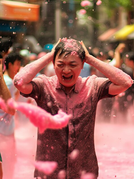 Festival de Songkran tailandês em rosa