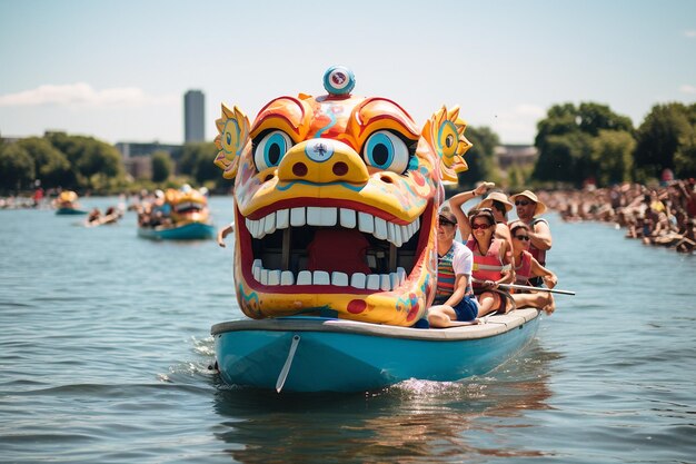 Foto festival do barco do dragão espetáculos tradicionais de fantoches