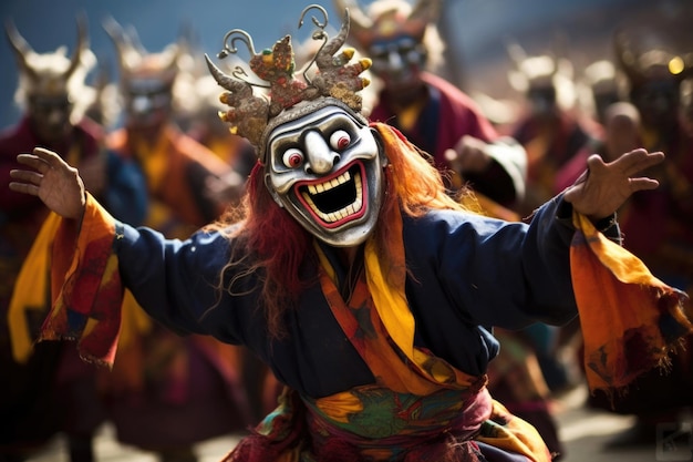 Foto festival do mosteiro de tengboche danças de mani rimdu mascaradas no nepal