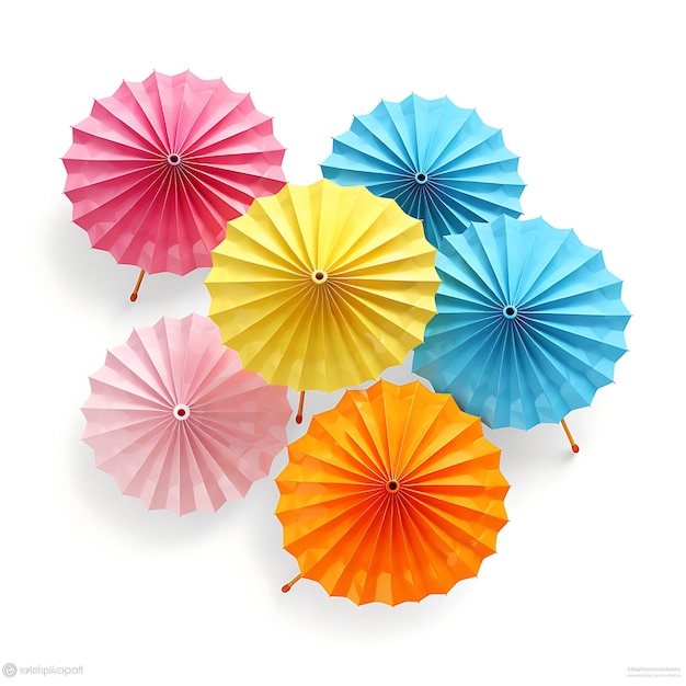 Festival Dongzhi Design criativo chinês isolado de uma pilha de guarda-chuva de papel colorido