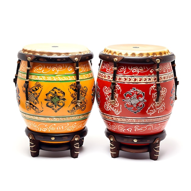 Festival Dongzhi Diseño Creativo Chino Aislado de un Par de Coloridos Tambores de Madera Nosotros
