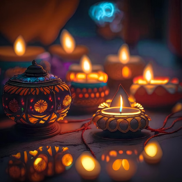 Festival dos símbolos de Diwali da luz e da verdade