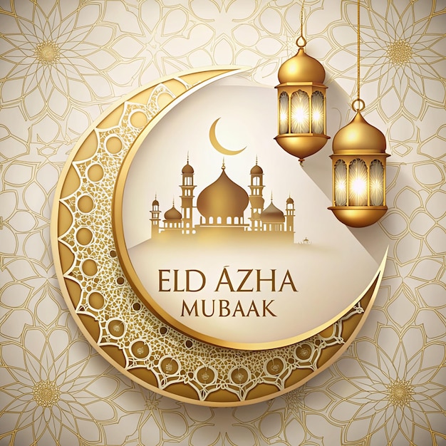 Festival Eid Al Azha Mubarak Fundo islâmico isolado em fundo branco Ilustração do ano novo islâmico