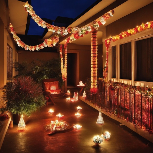 Festival feliz da celebração de Diwali da decoração da casa ai gerado