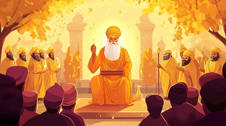 Foto el festival de guru nanak jayanti de los sikhs