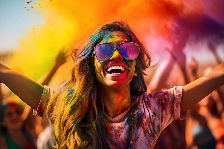 Foto festival holi colorido uma celebração alegre de cores e tradições