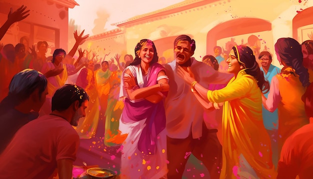 el festival de holi en la india ilustración