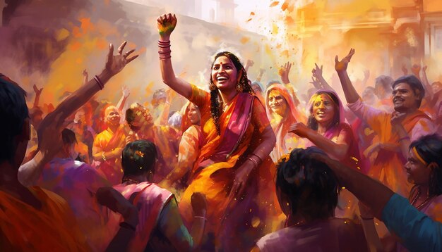 el festival de holi en la india ilustración