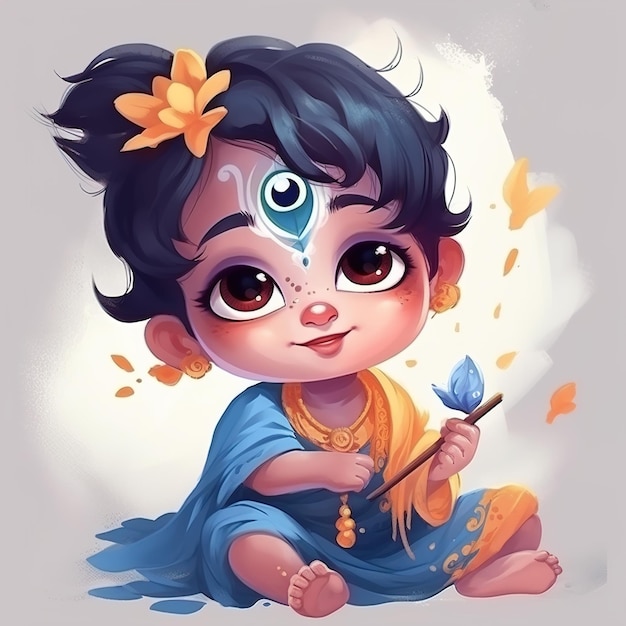 Festival Janmashtami com o Senhor Krishna tocando flauta ilustração vetorial banner de fundo pôster digital post e ilustração de design de cartão