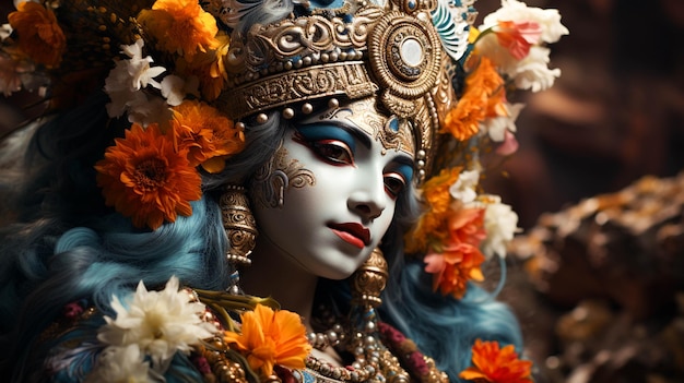 Foto el festival de janmashtami con el señor krishna