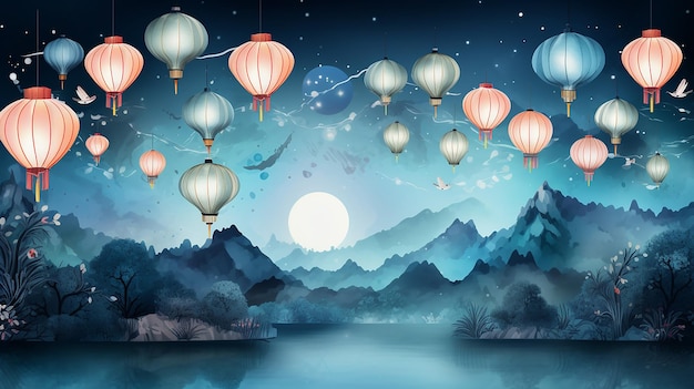 Festival de las linternas de acuarela del Año Nuevo Chino