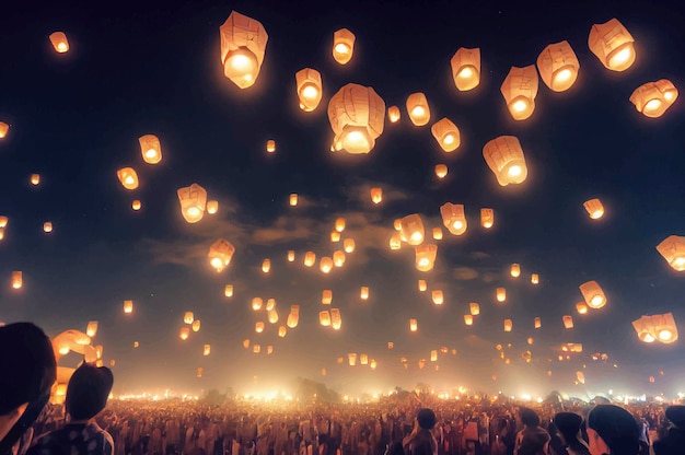 FESTIVAL DE LAS LINTERNAS DE CHIANG MAI linternas en el aire globos cantoya