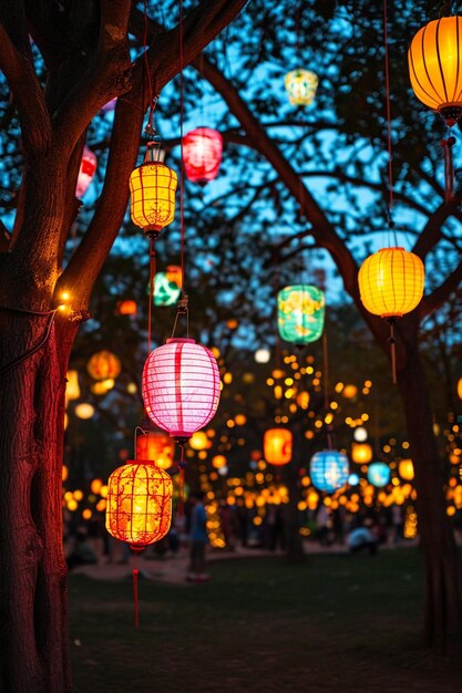 un festival de linternas en un parque público para celebrar Nowruz