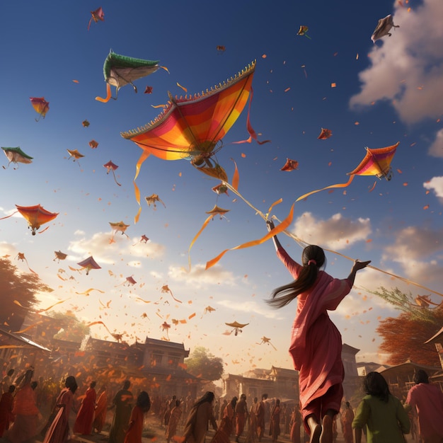 Foto el festival de makar sankranti en china