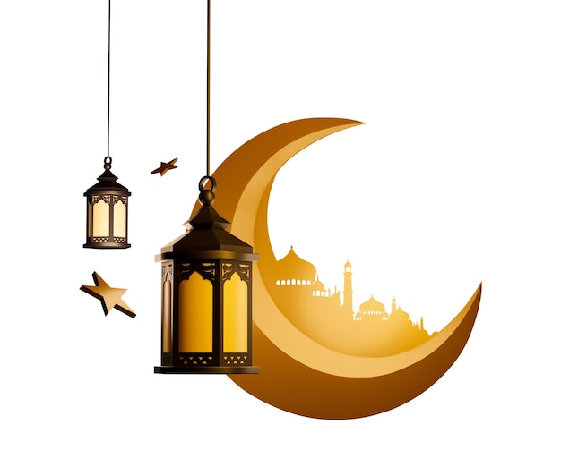 Festival para el mes sagrado musulmán Ramadán Kareem fondo aislado ilustración 3D